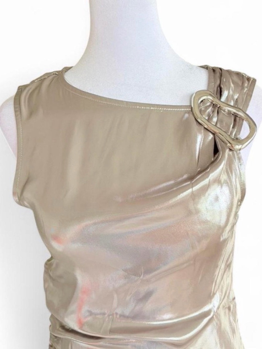Topshop Silver Metallic Sleeveless Column Maxi Dress - Picture 6 of 7